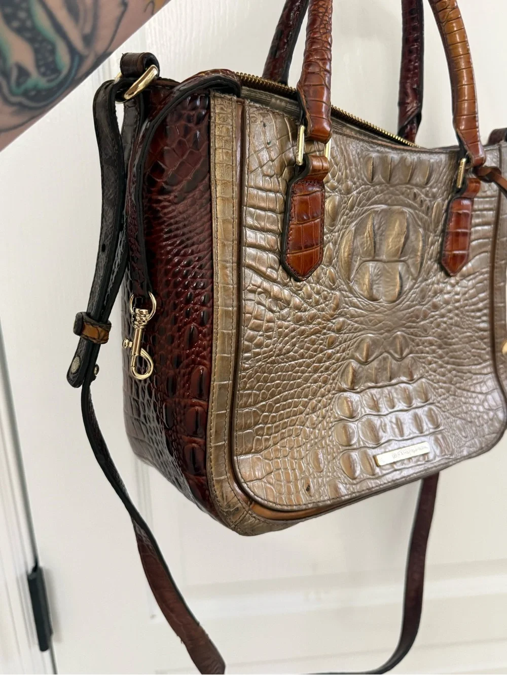 BRAHMIN Medium Lena Rose Gold Provence Handbag
